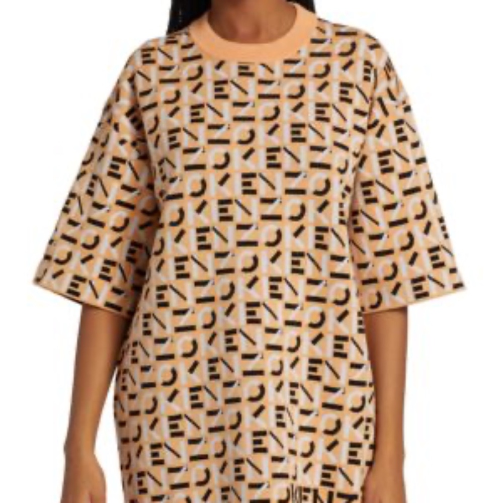 Kenzo Peach Logo-Print Mini Dress